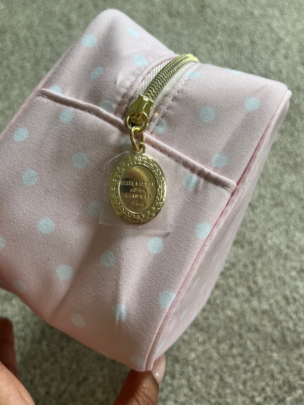 Estée Lauder Pink and White Polka Dot Cosmetic Pouch